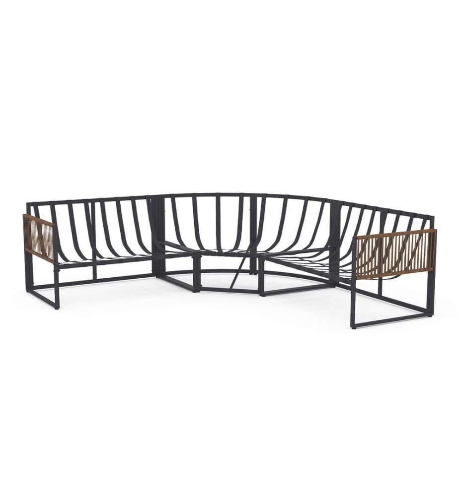 Ozéa 8-seater corner garden furniture set, grey and corded
