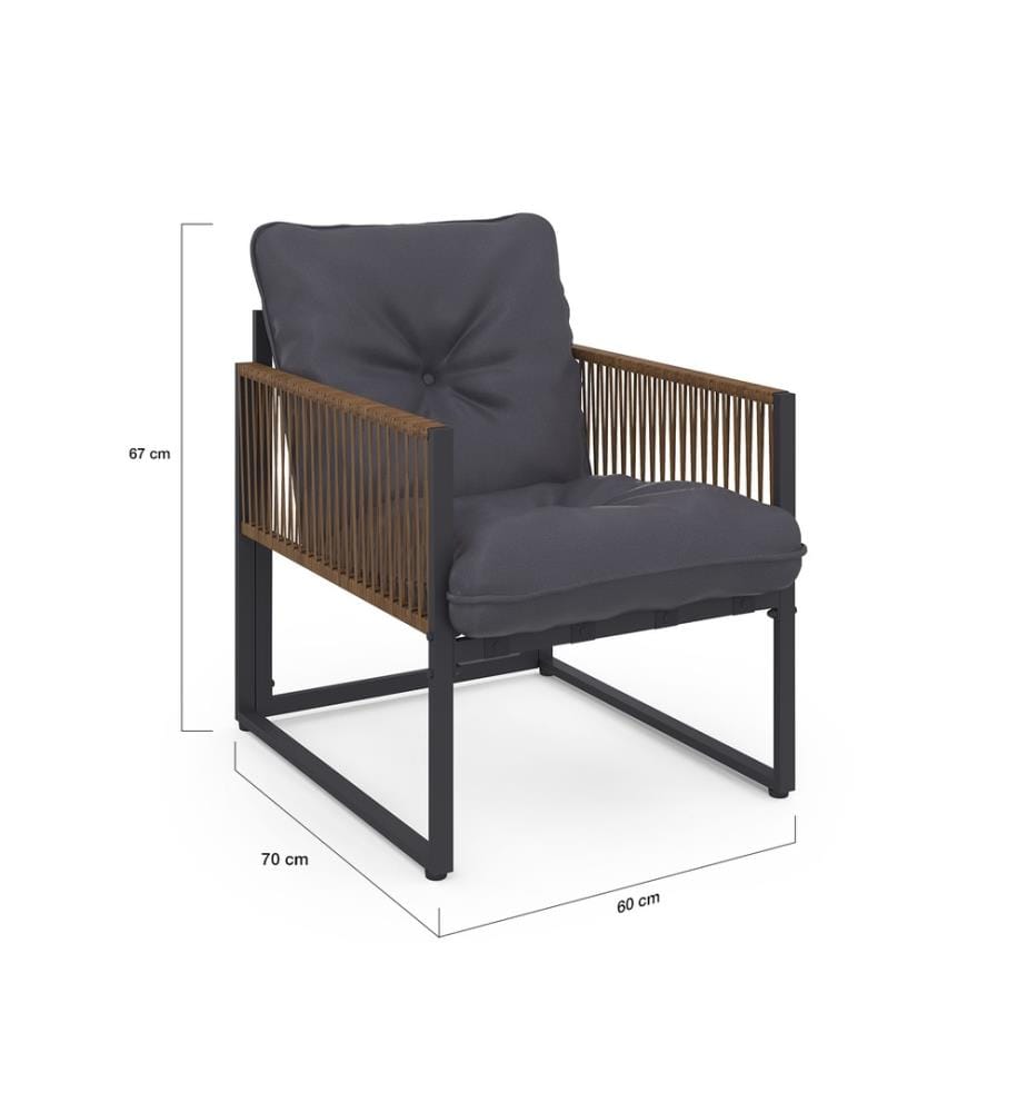 Ozéa 8-seater corner garden furniture set, grey and corded