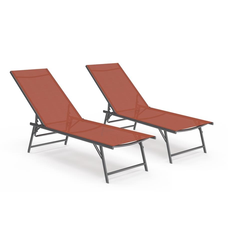 Set aus 2 Liegestühlen mit Neigung Malaga 4 Positionen - Terracotta
