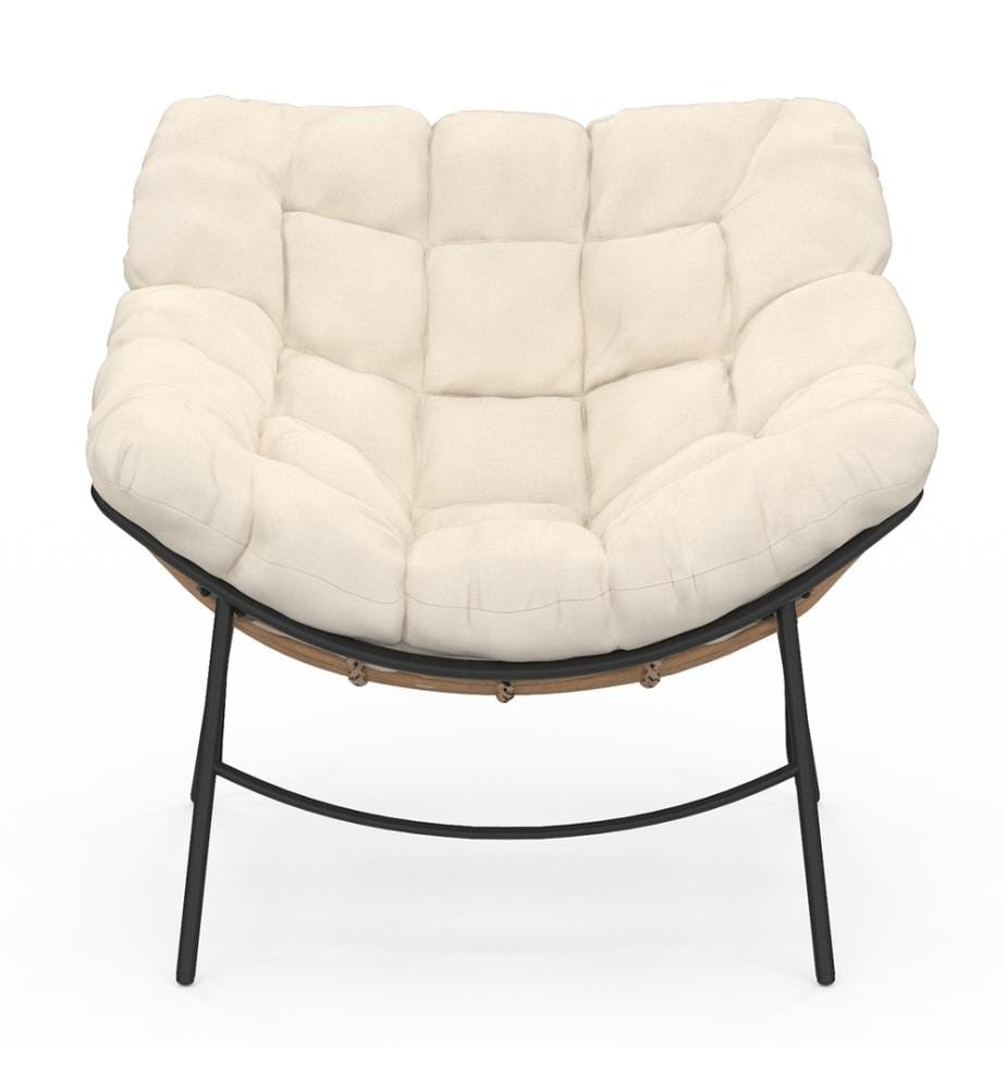 Gartensessel Lois Rattan und Kissen Ecru