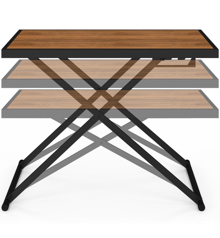 Klappbarer Gartentisch Oleg 100cm gehärtetes Glas - Schwarz und Holz