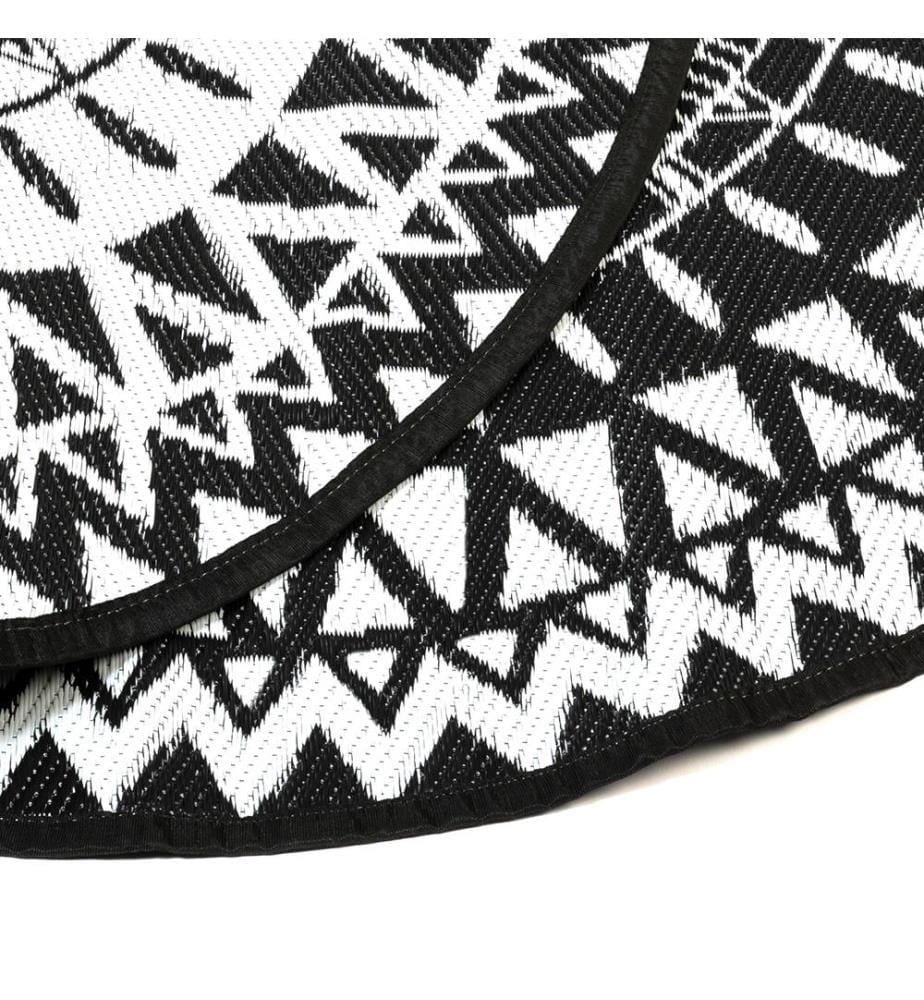 Outdoor-Teppich rund 150 cm Maori ethnische Muster - Schwarz