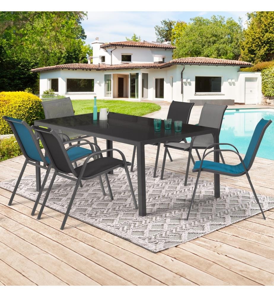 Lot de 6 Chaises de jardin empilables en textilène mi x de couleurs