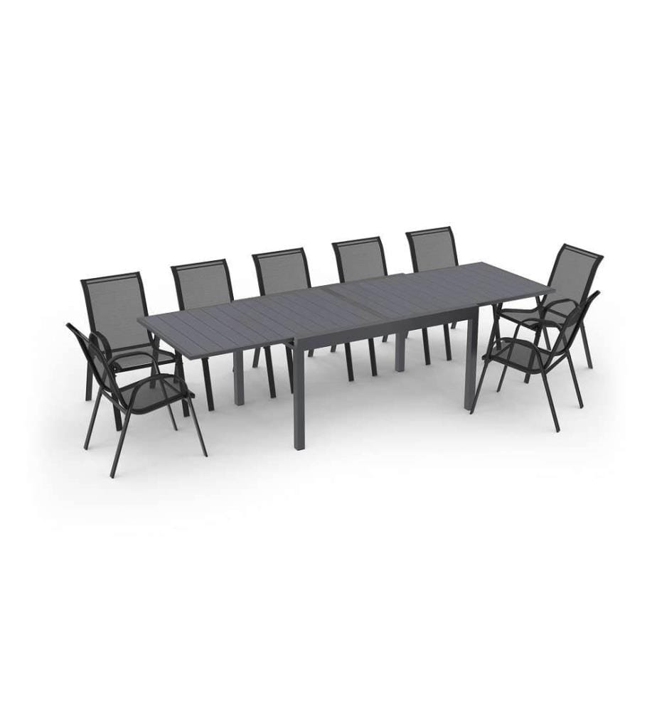 Table de jardin extensible gris anthracite - 135-270 cm