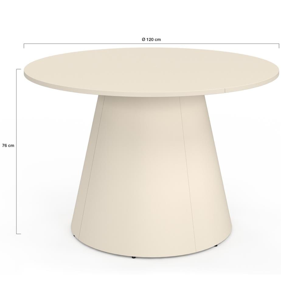 Table à manger ronde Aléna Ø120cm métal - Beige