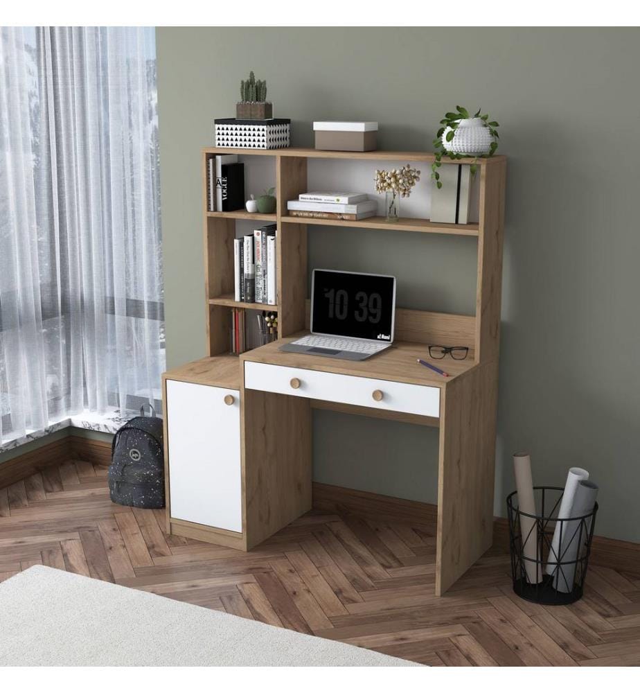 Bureau et bibliothèque - Noyer blanc