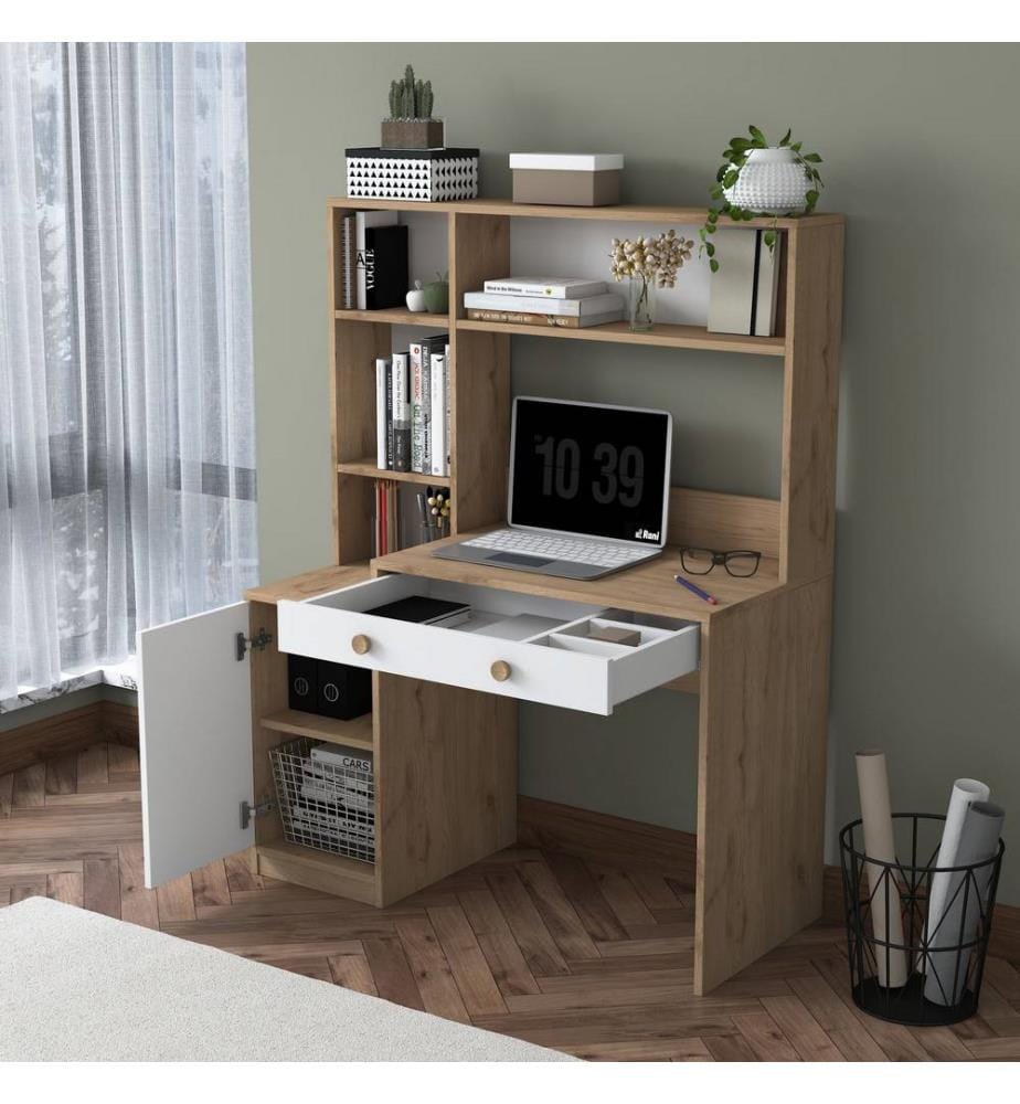 Bureau et bibliothèque - Noyer blanc