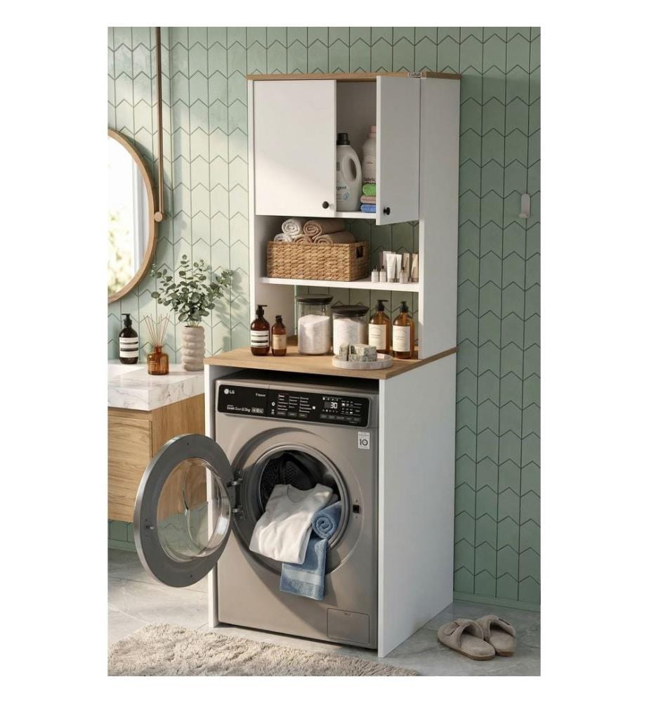 Meuble pour lave-linge - Chêne blanc