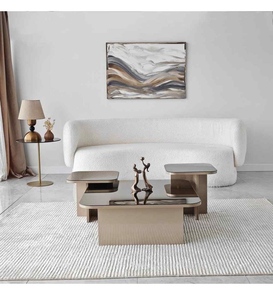 Couchtisch-Set – Beige-Bronze