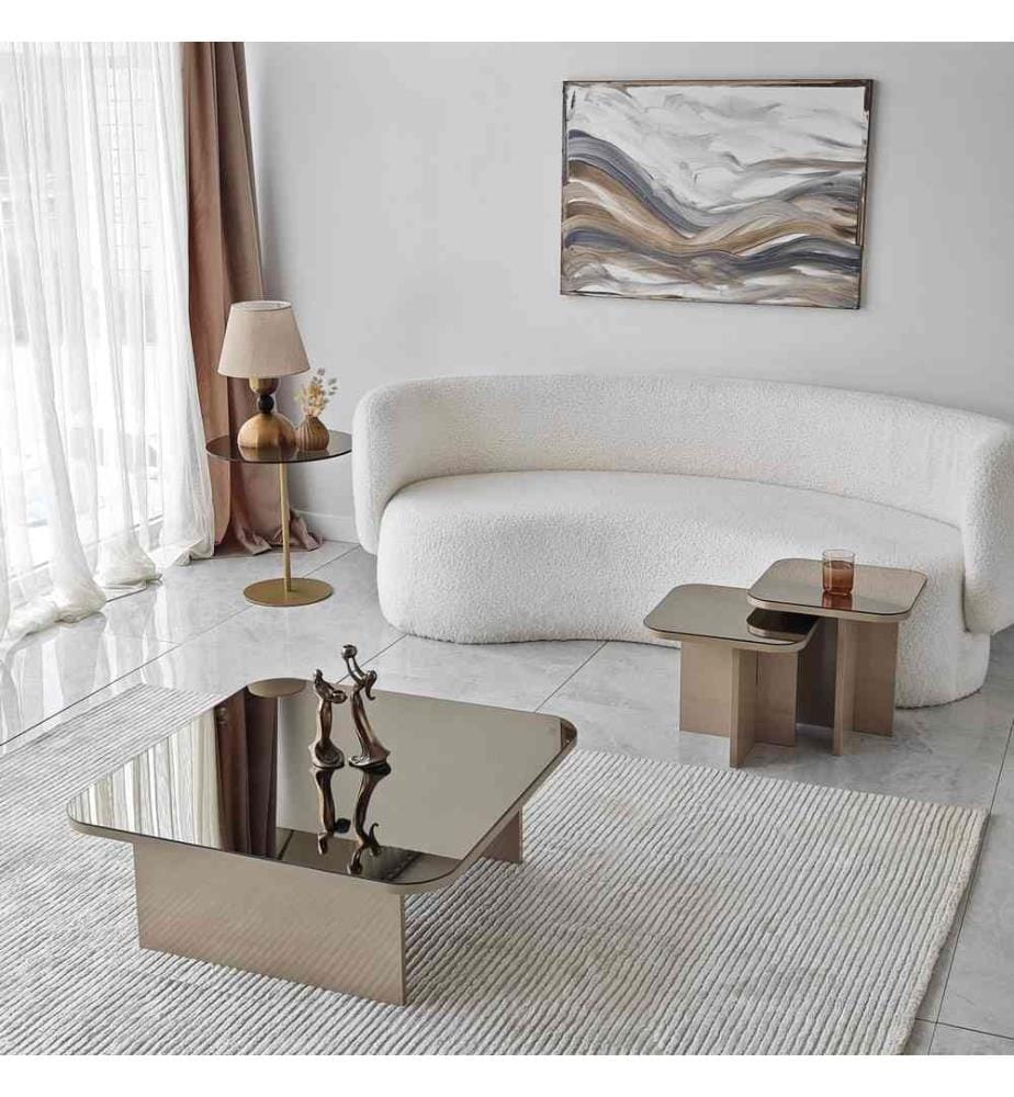 Couchtisch-Set – Beige-Bronze