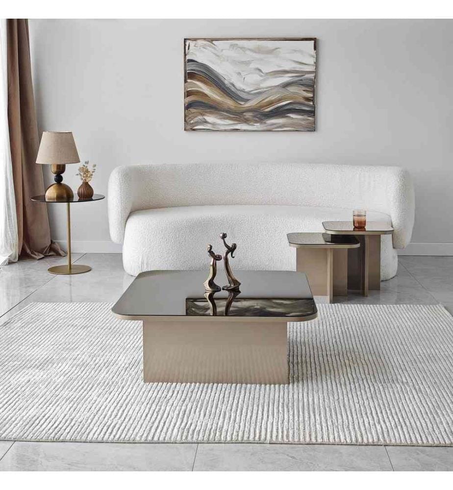 Couchtisch-Set – Beige-Bronze