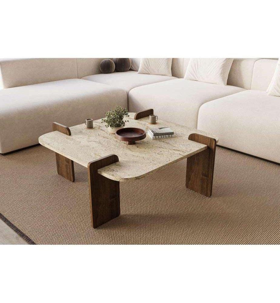 Coffee Table - Travertine Walnut