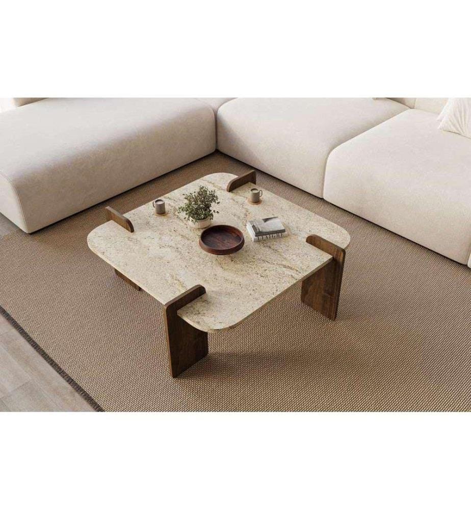 Coffee Table - Travertine Walnut