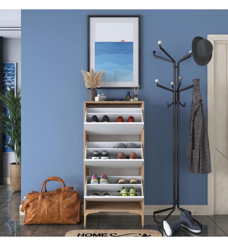 Shoe Cabinet - Walnut White