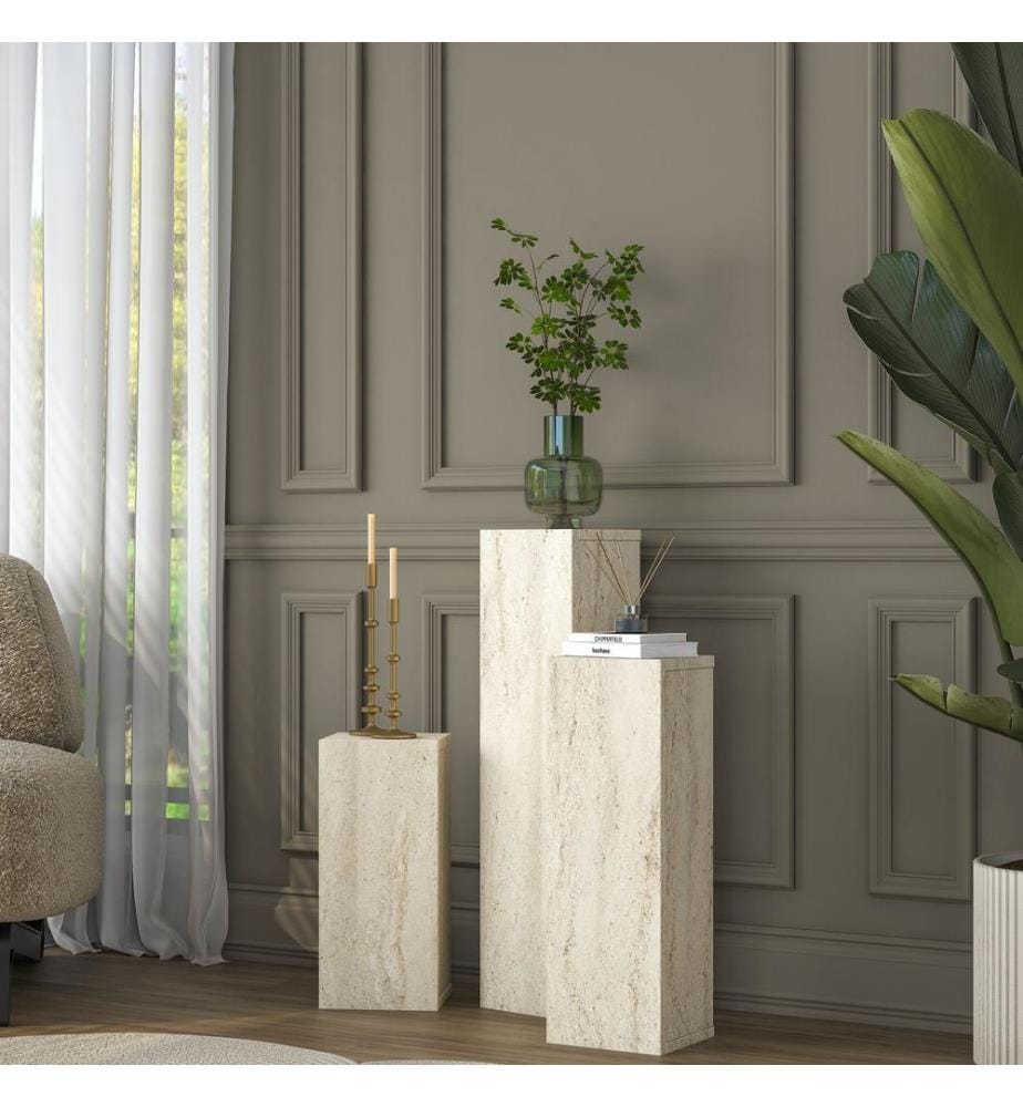 Ensemble de tables d'appoint - Travertin