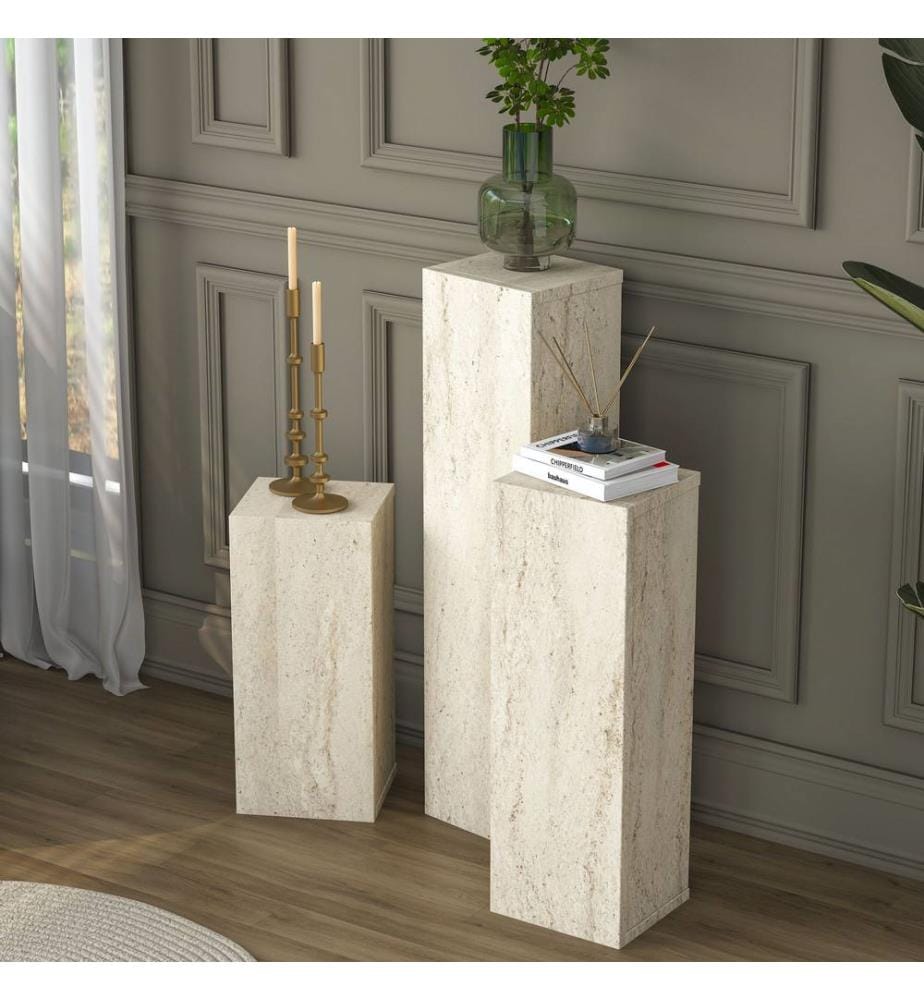 Ensemble de tables d'appoint - Travertin