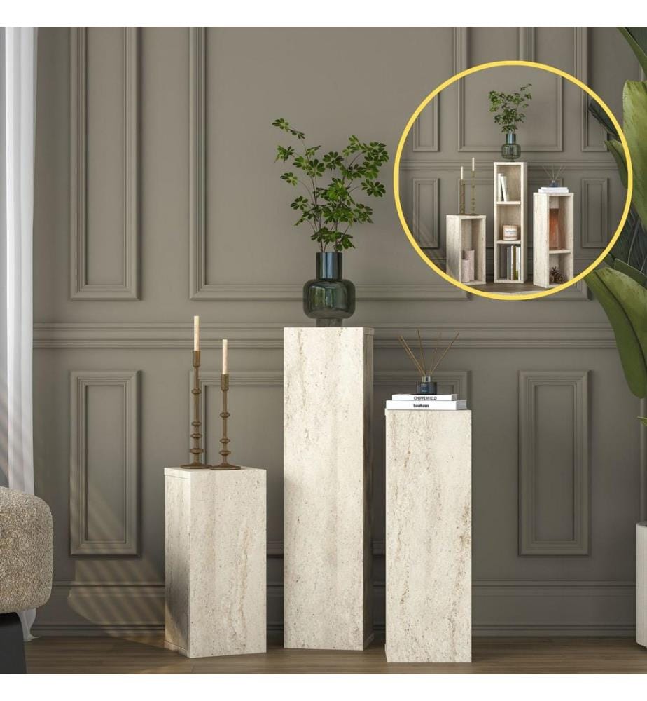 Ensemble de tables d'appoint - Travertin