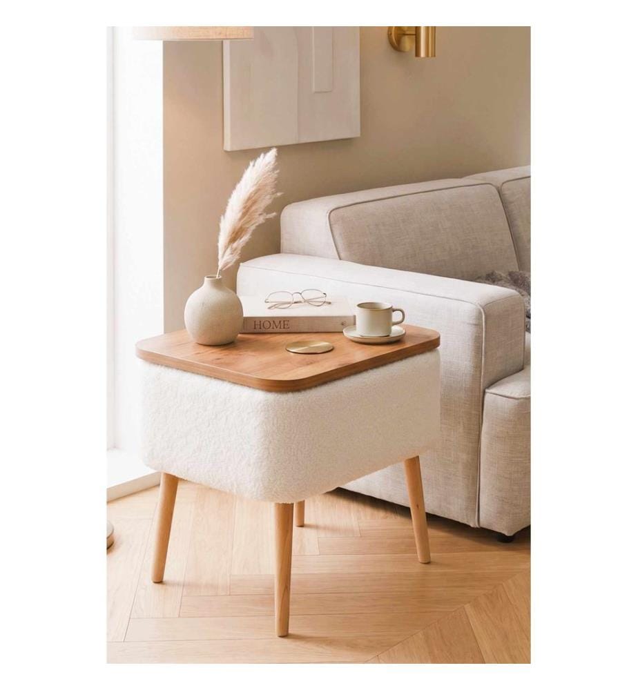Table de chevet - Blanc naturel