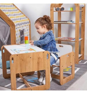Kindertischset – Weiss, naturbelassen
