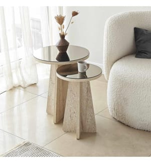 Ensemble de tables d'appoint - Travertin bronze