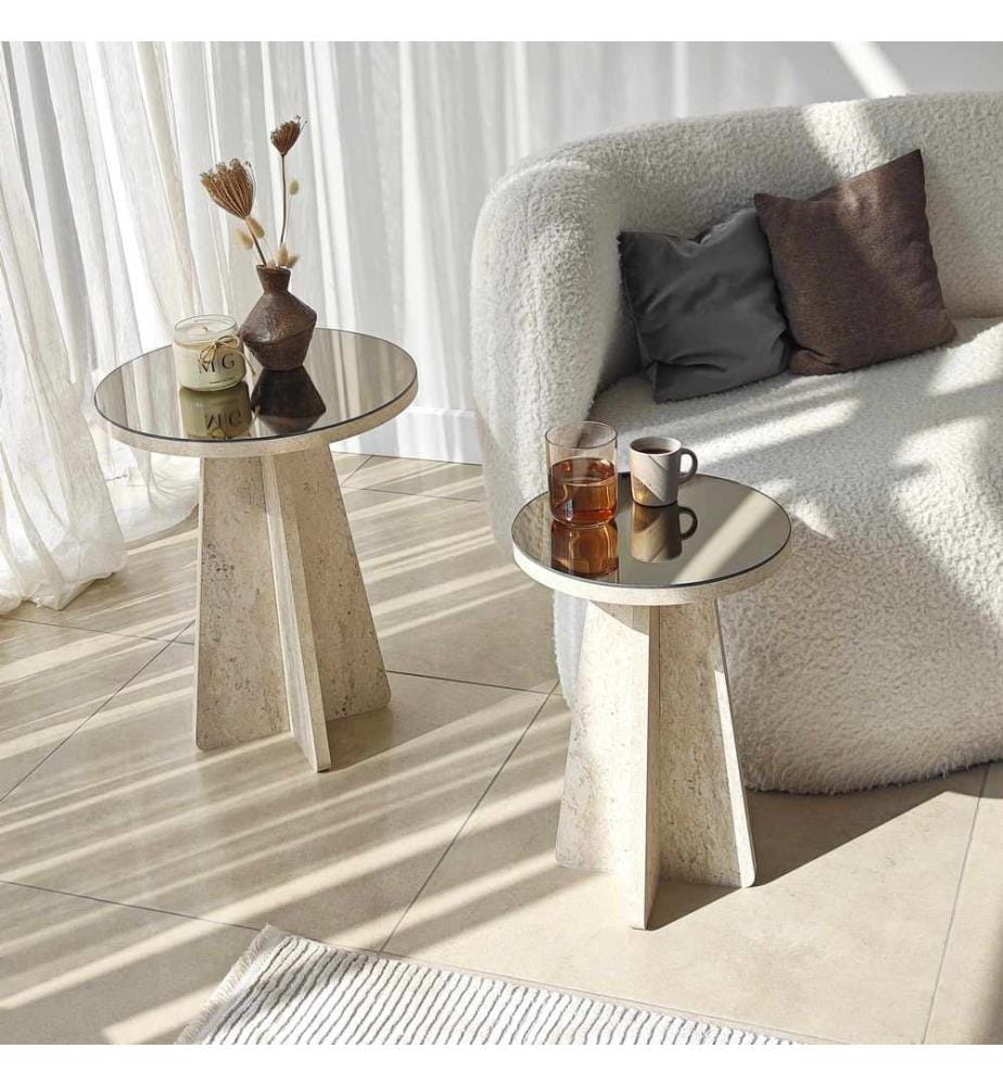 Ensemble de tables d'appoint - Travertin bronze