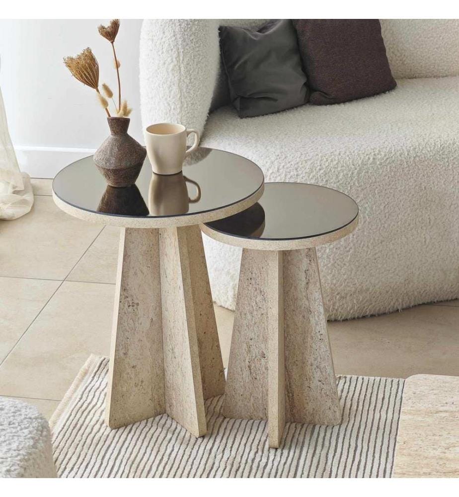 Ensemble de tables d'appoint - Travertin bronze