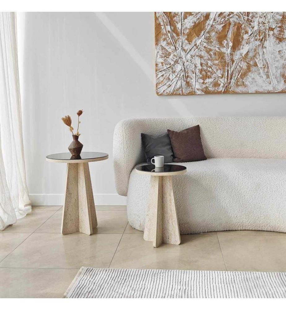 Ensemble de tables d'appoint - Travertin bronze