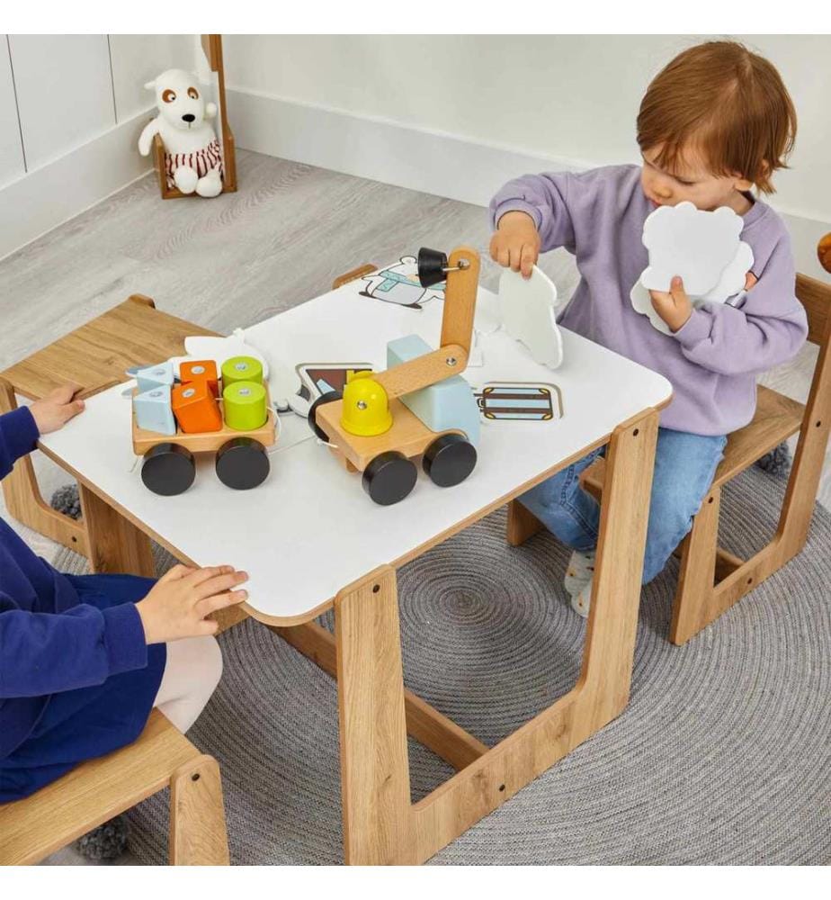 Kindertischset – Weiss, naturbelassen