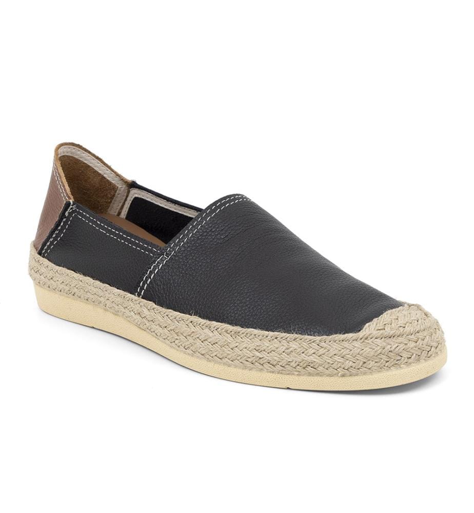 Espadrille aus Leder - Schwarz