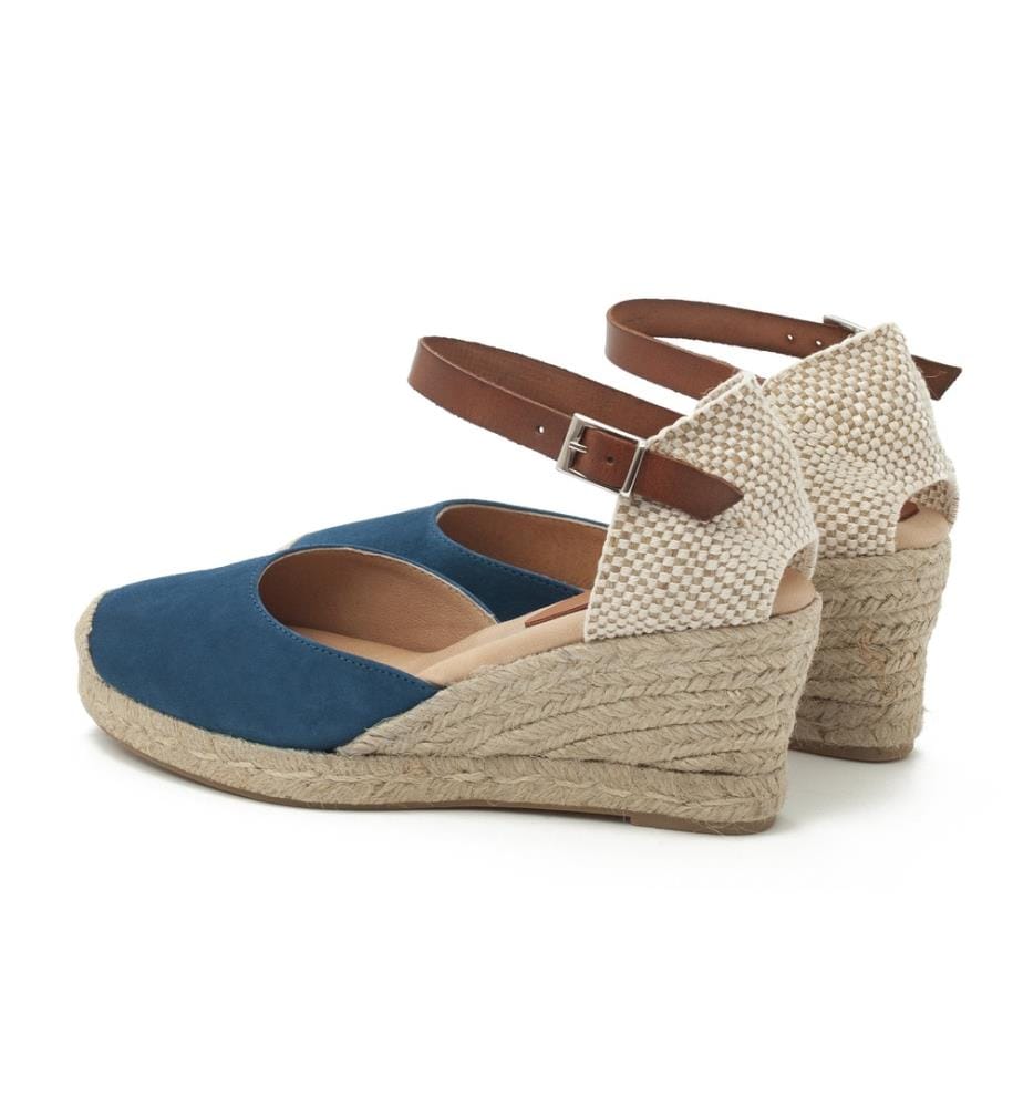 Espadrilles aus Wildleder und glattem Leder - Blau