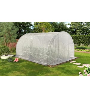 Tunnelgewächshaus für den Garten 12m² weiss verstärkte Plane 130 gr/m² - Ganzjahresprogramm - Transparent