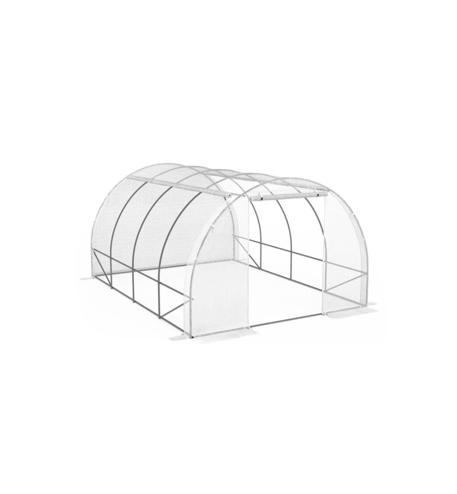 Tunnelgewächshaus für den Garten 12m² weiss verstärkte Plane 130 gr/m² - Ganzjahresprogramm - Transparent