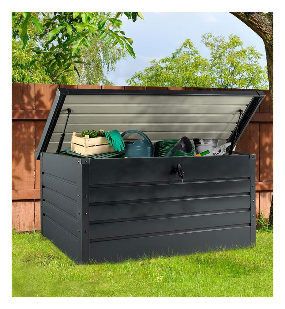 Coffre de rangement pour extérieur en métal 870L - Gris anthracite