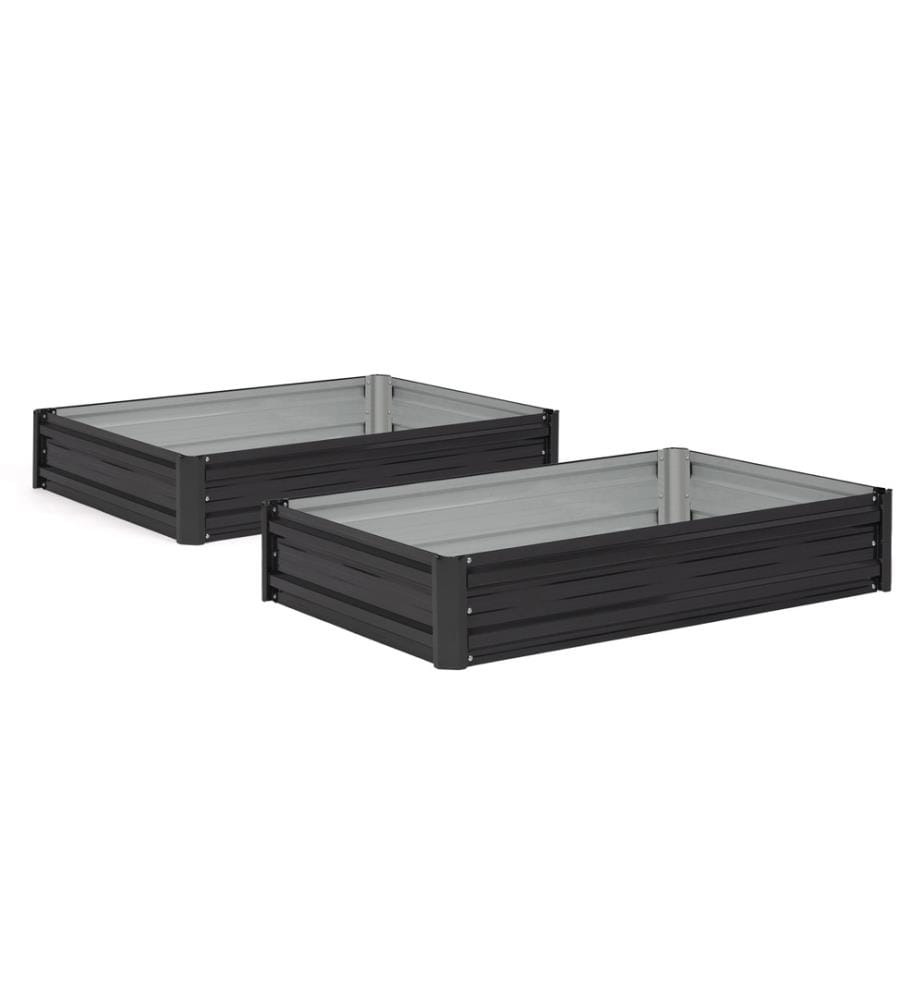 Lot de 2 Carrés de potager en métal 115x80x20cm - Noir