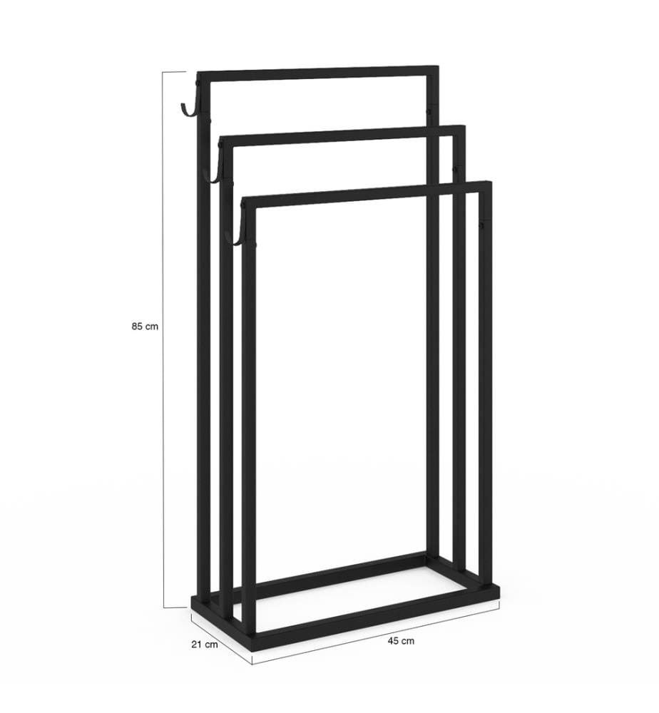 3-level metal towel rail - Black