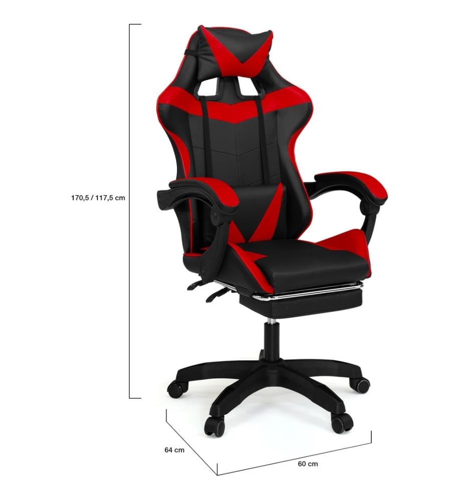 Bürostuhl 63 x 62 x 114-124 cm - Schwarz & Rot