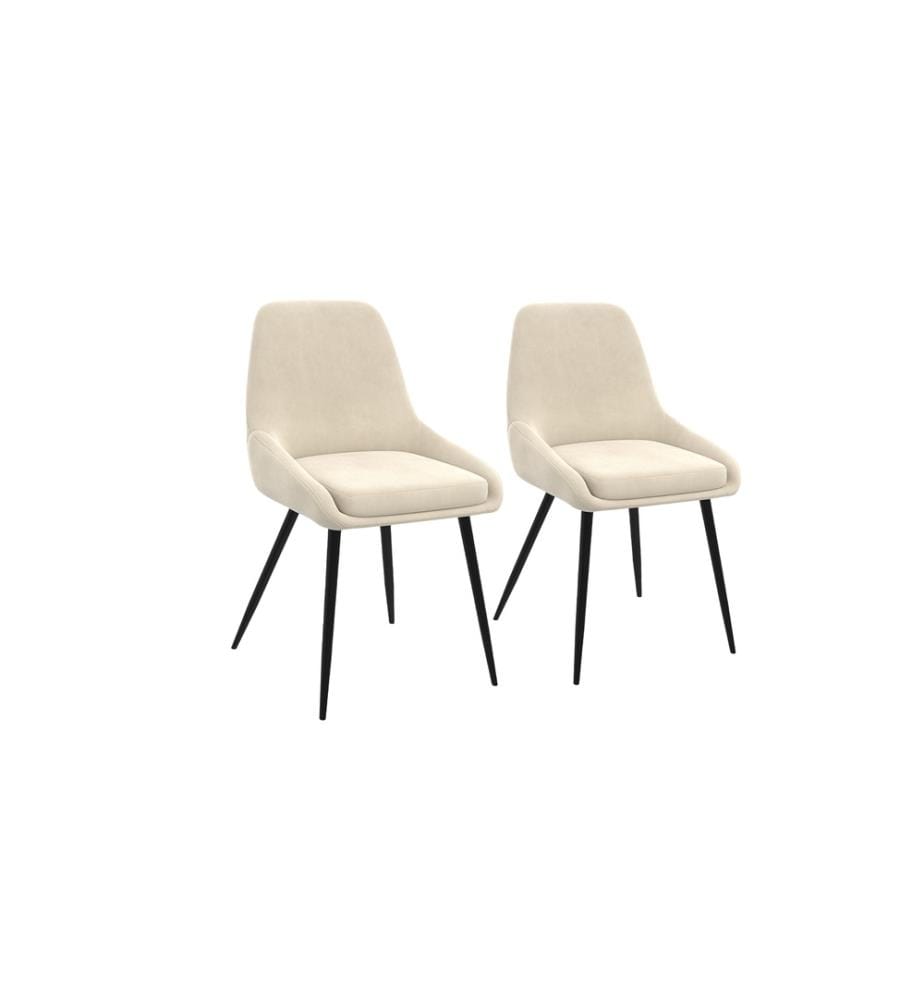 Lot de 2 Chaises Olivia assise crème pieds métal - Crème, Argenté