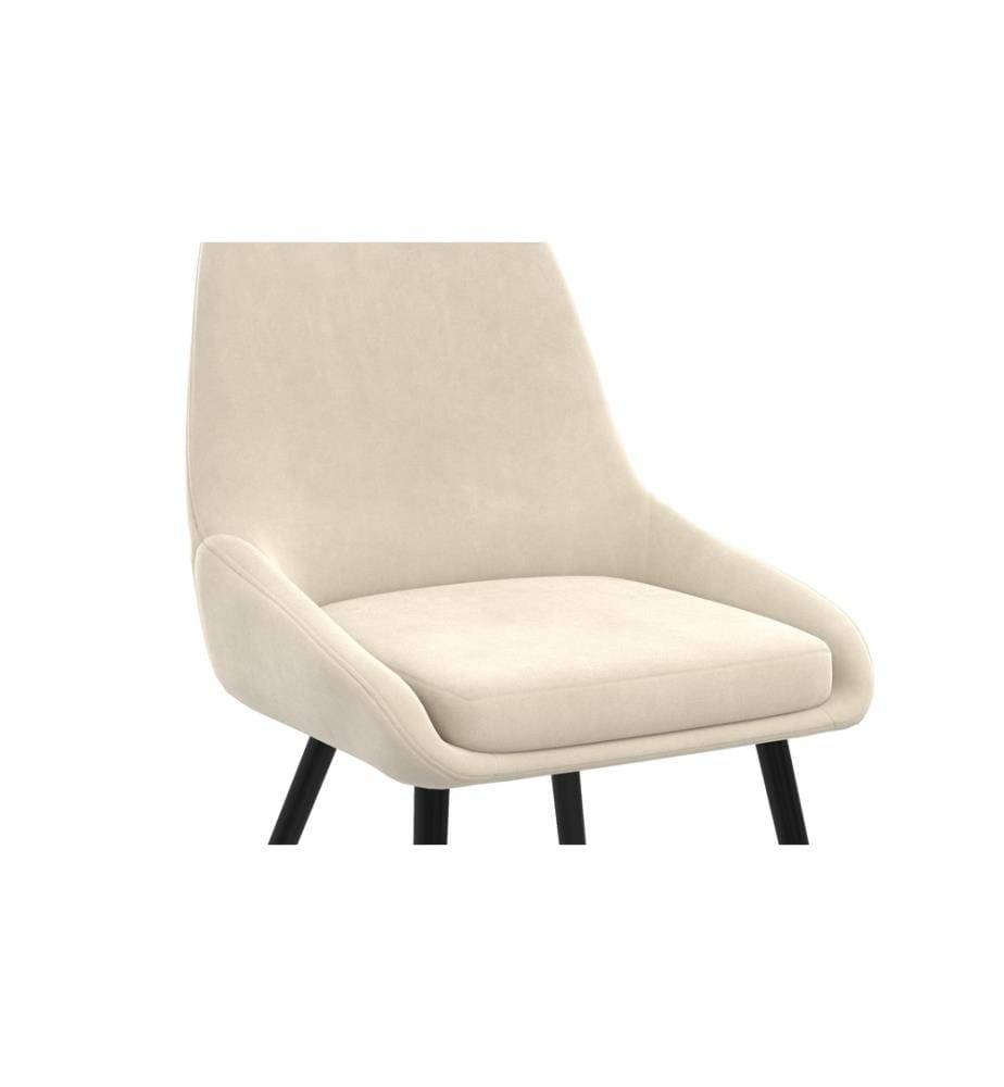 Lot de 2 Chaises Olivia assise crème pieds métal - Crème, Argenté