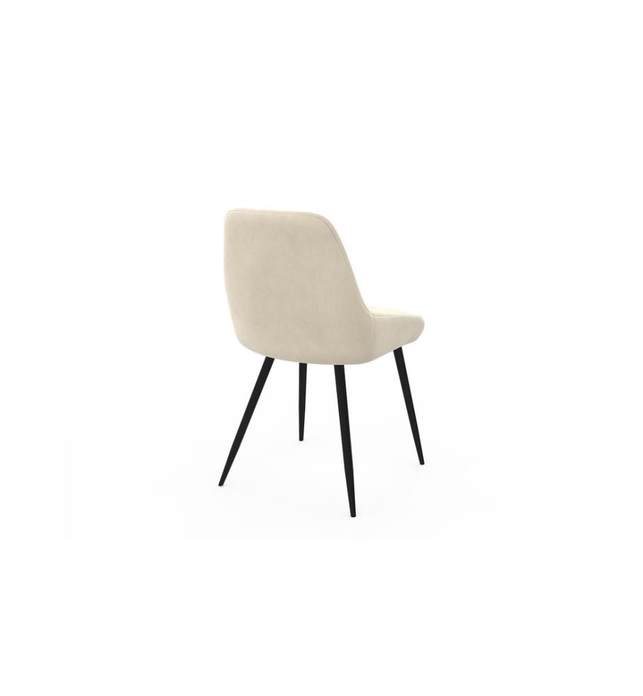 Lot de 2 Chaises Olivia assise crème pieds métal - Crème, Argenté