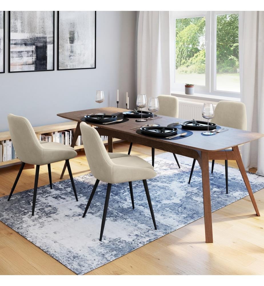 Lot de 4 Chaises Olivia assise crème pieds métal