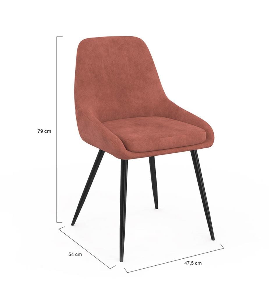 Lot de 2 Chaises Olivia assise terracotta pieds métal