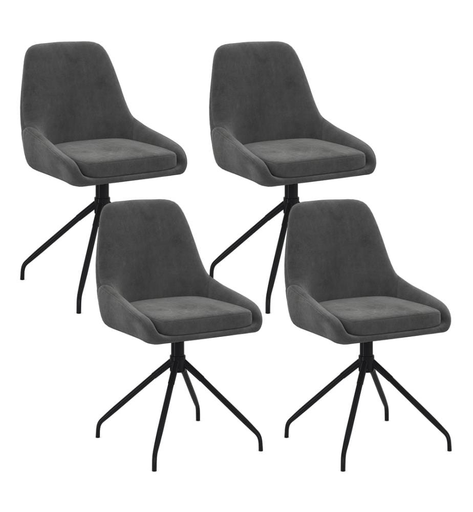 Set aus 4 Stühlen Olivia mit drehbarer Sitzfläche und Metallfüssen - Dunkelgrau