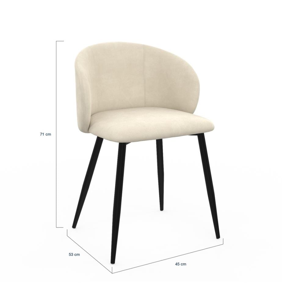 Lot de 2 Chaises Léona - Crème et Noir