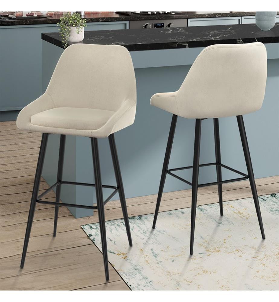 Lot de 2 Tabourets de Bar Olivia - Crème