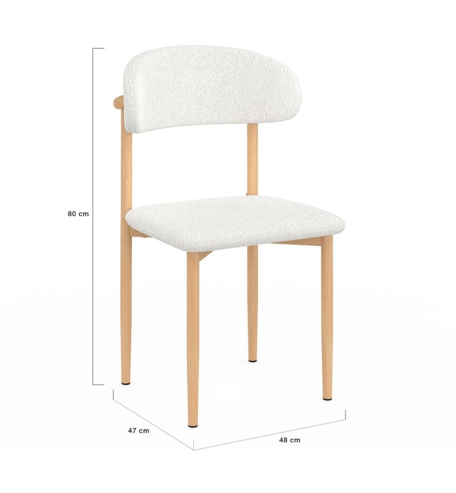 Satz von 6 Callisto-Stühlen mit Bouclé-Sitz und Holzbeinen