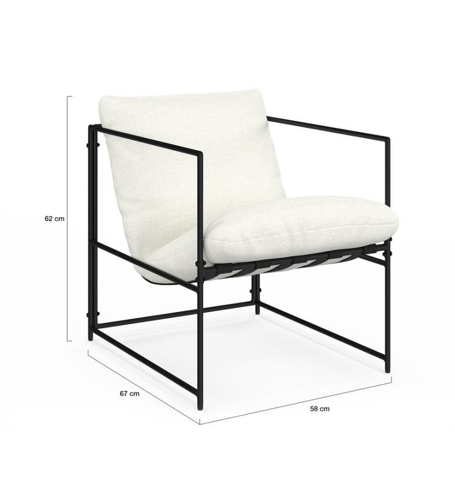 Poltrona in tessuto Penelope - Bianco e nero