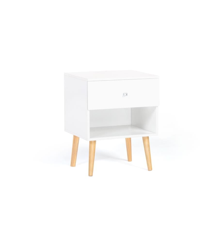 Set of 2 Emmie Bedside Tables with 1 Drawer 40 x 34 x 50 cm - White