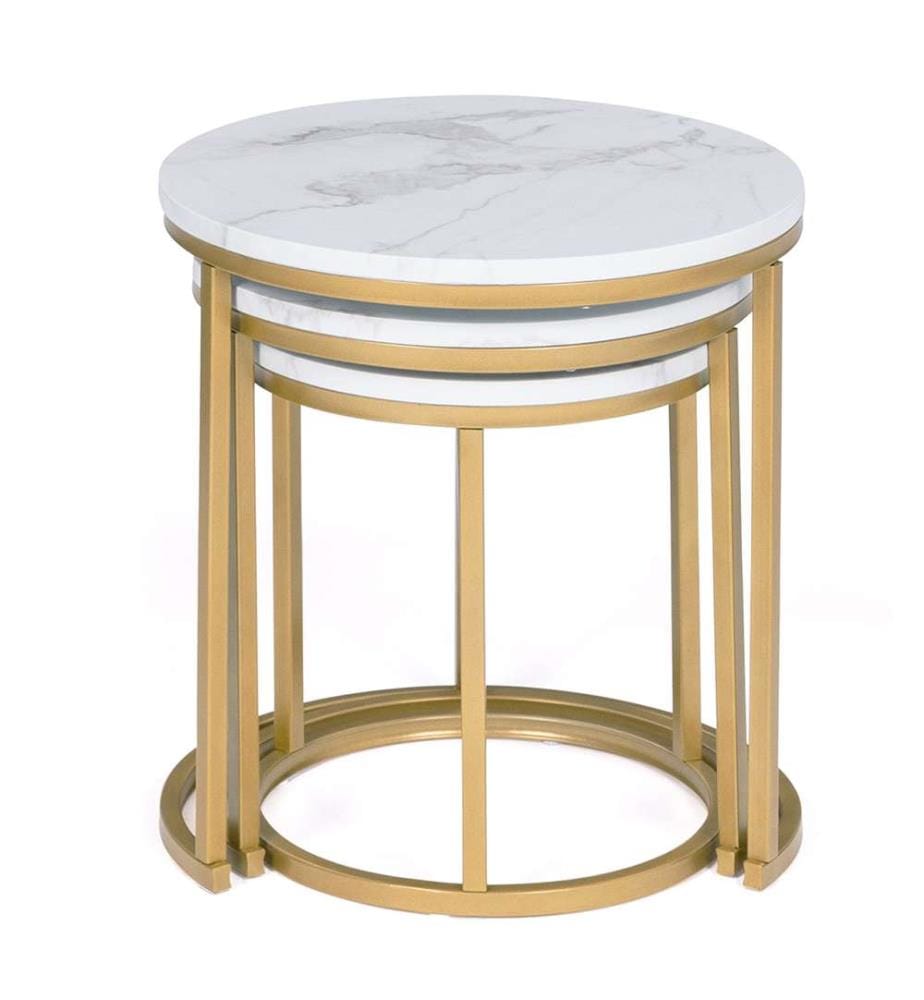 Set of 3 Glam Coffee Tables 45 x 45 x 45 cm - White & Gold