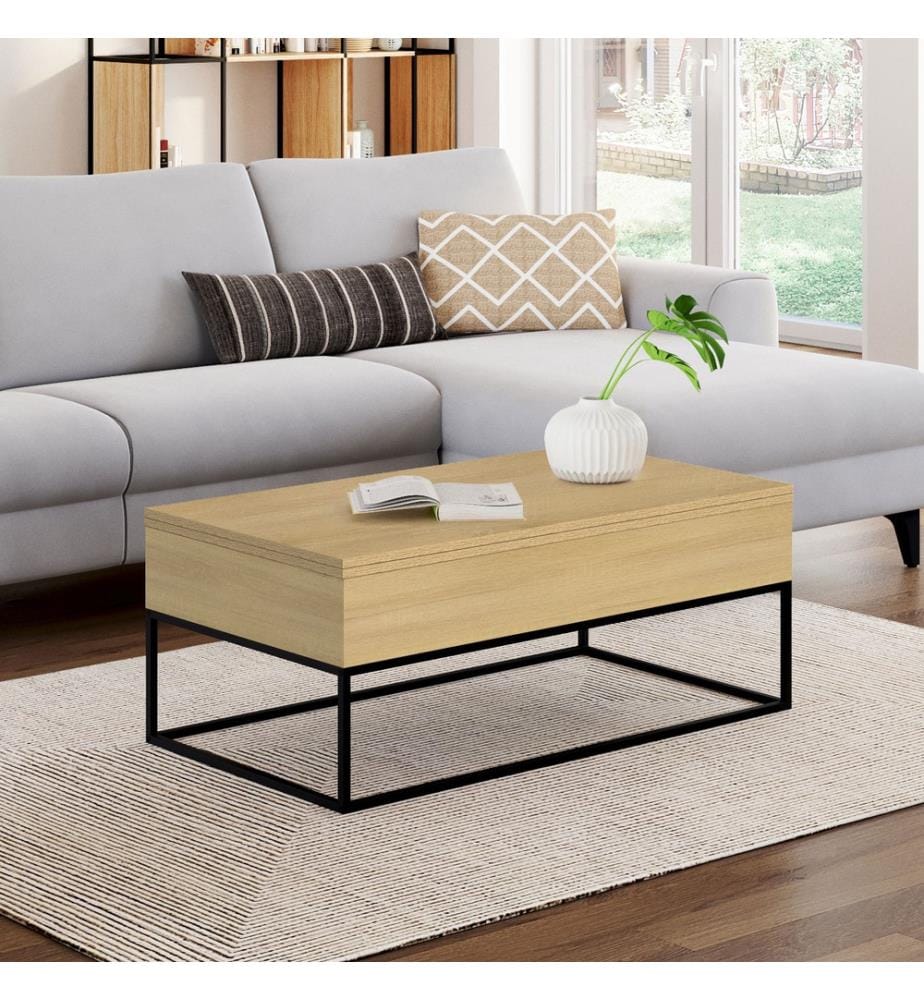 Niedriger Klapptisch Memphis mit ausklappbarer Tischplatte 100 x 55 x 40,5/54.5cm - Holz
