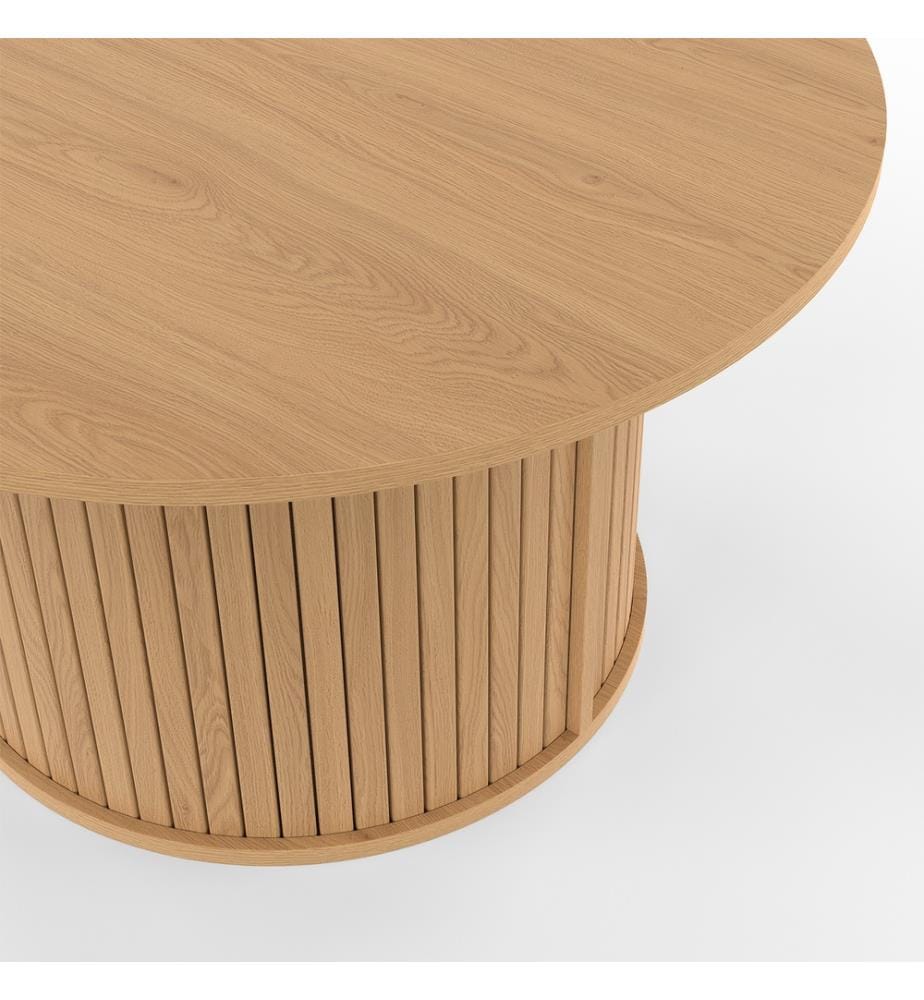 Albane round coffee table with slatted legs